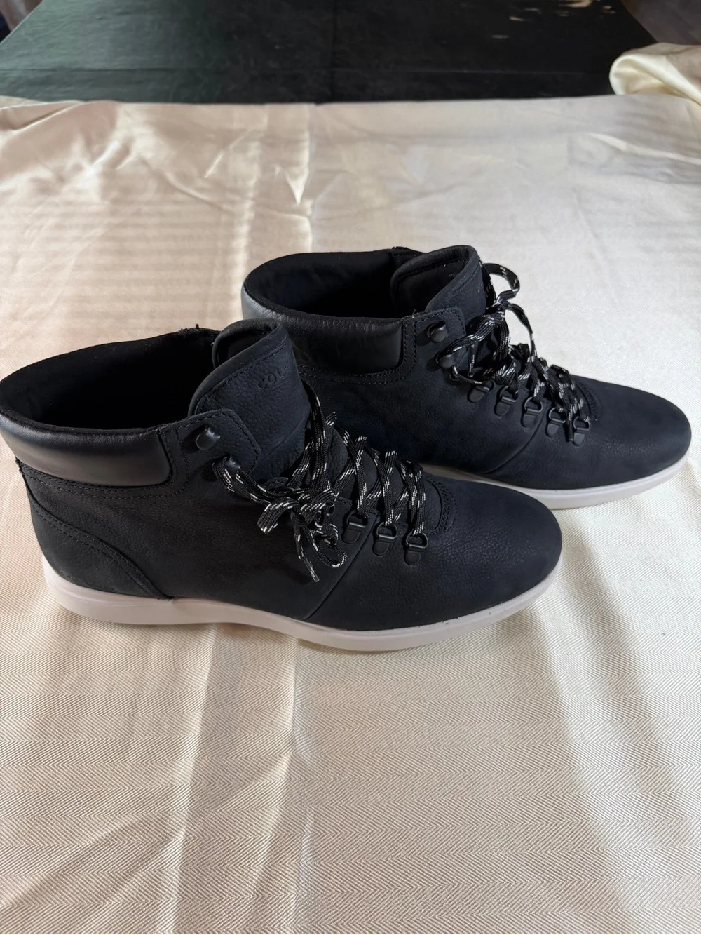 Cole Haan Men’s Black Lace-Up Hiker Boots with Contrast Laces